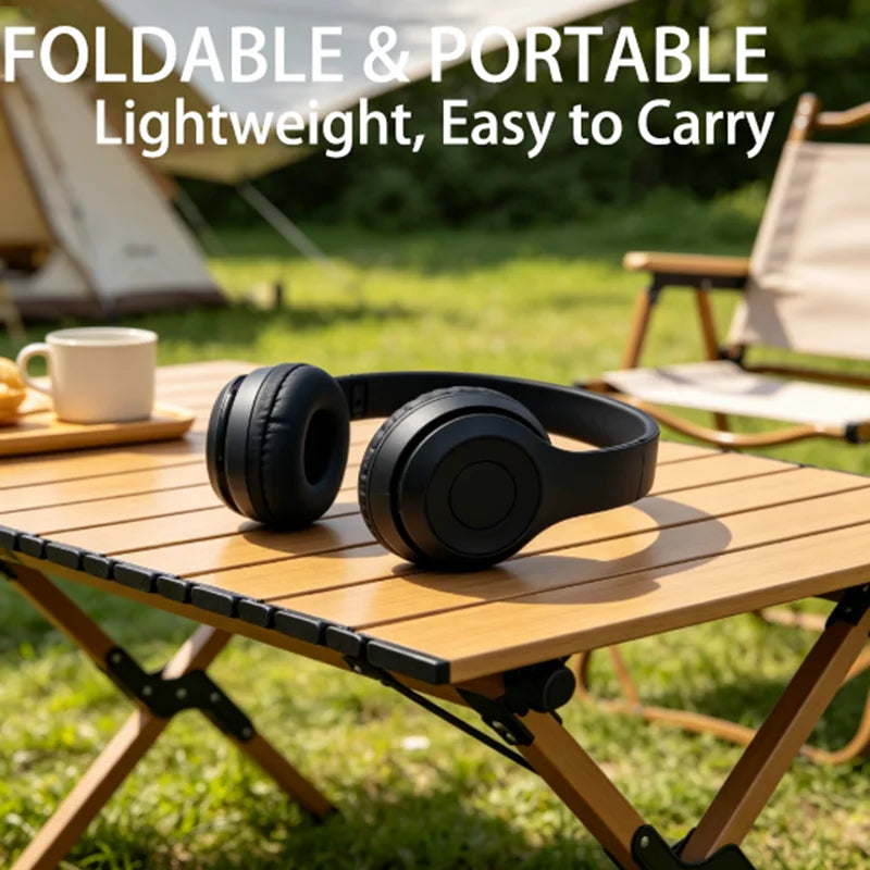 Bluetooth 5.0 Wireless Headphones Foldable Over-Ear Headset with HiFi Stereo Sound, Bluetooth 5.0 Wireless Headphones with Soft Skin-Friendly Earmuffs & Microphone
