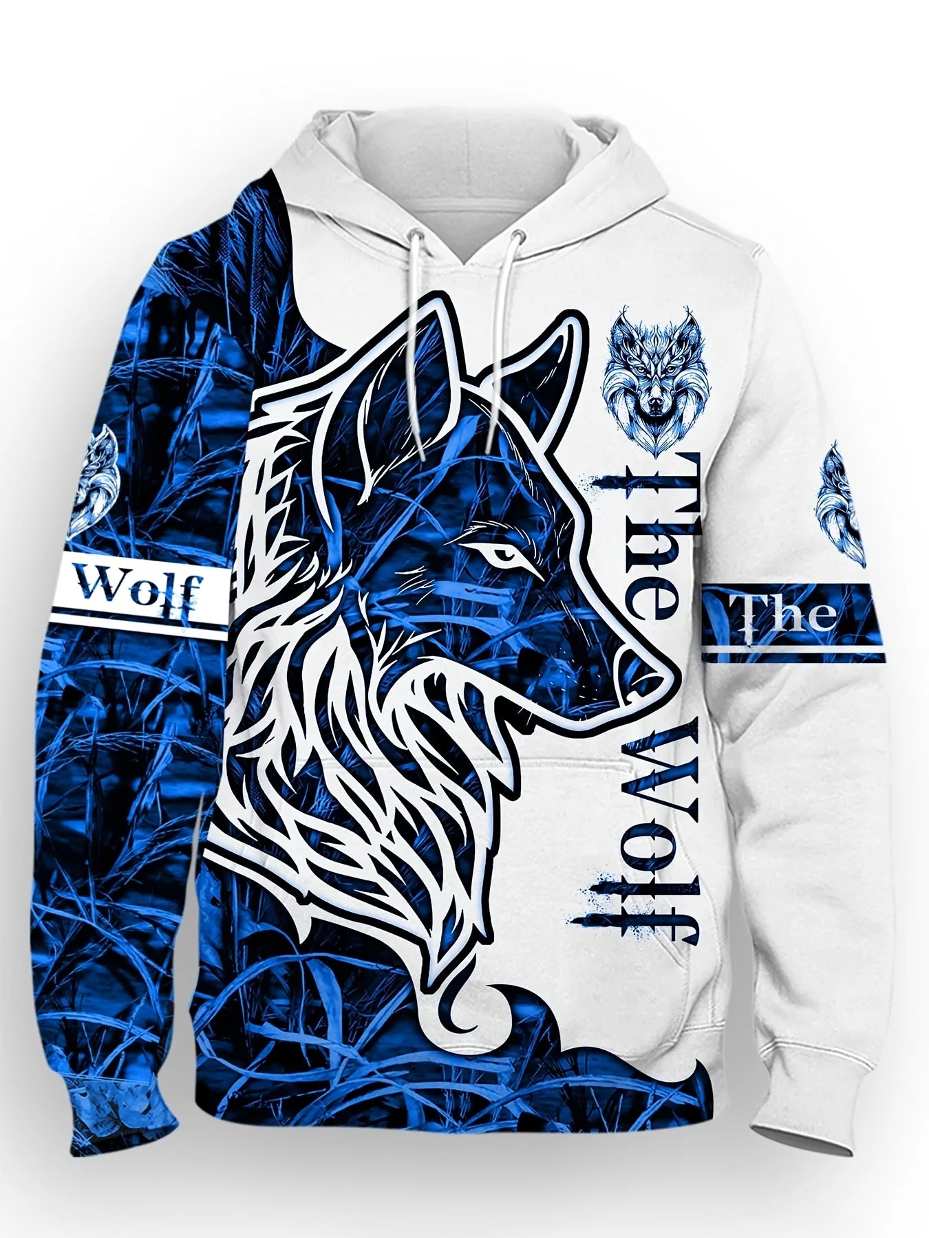 Fashionable men's autumn personalized wolf print soft and comfortable hooded sweatshirt outdoor street style clothing