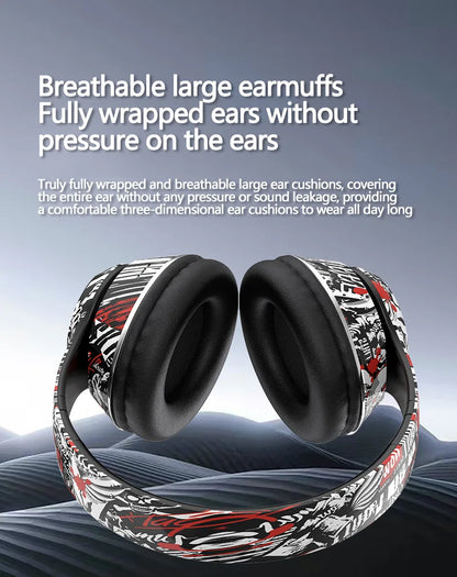 P85 Bluetooth 5.3 Wireless Headphones Over Ear Gaming Headset with Microphone, LED Light Foldable Bluetooth 5.3 Headphones, FM Radio & Noise Cancellation