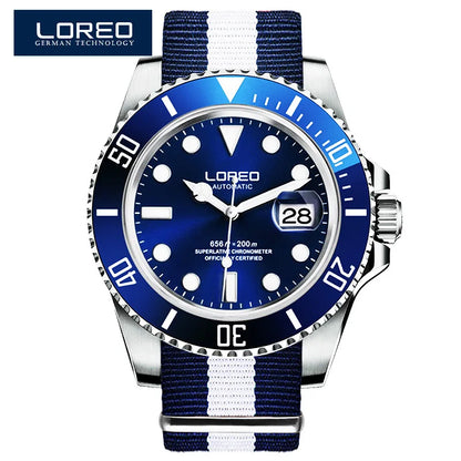 LOREO Original Men Business Watch 20ATM Waterproof Wristwatch Top Brand Casual Sport Seagull Automatic Mechanical Watch Men