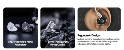 Linsoul Kiwi Ears Belle HiFi IEM Earphones 10mm DLC Dynamic Driver Wired In-Ear Monitors with Premium Sound Signature