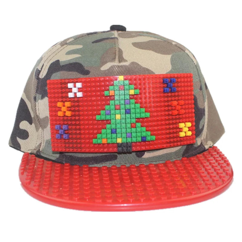 Tegneserie-patchwork-baseballkasketter, DIY-blokke, snapback-kasketter, hiphop-kasketter til mænd og kvinder, aftagelige pixel-kasketter, dad hats, kasketter til børn og voksne