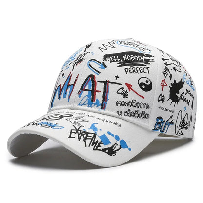 New Fashion Women Men Graffiti Cotton Baseball Cap Unisex Printed Snapback Hat Hip Hop Trendy Outside Cap Hat for Men Women