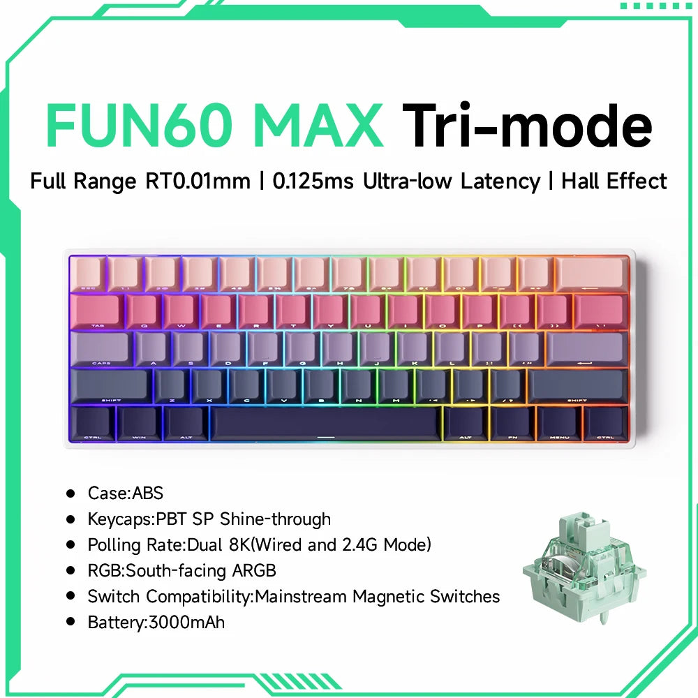 Akko MonsGeek FUN68 FUN60 PRO&MAX HE Magnetische Tastatur 60% 65% Gaming-Tastaturen Rapid Trigger 8K Custom Keyboard Gamer Esports