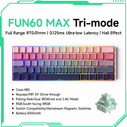 Akko MonsGeek FUN60 Magnetic Switch Mechanical Keyboard 60% Gaming Keyboard with Rapid Trigger 0.01mm, 8K Polling Rate, ARGB, Custom Mechanical Keyboard