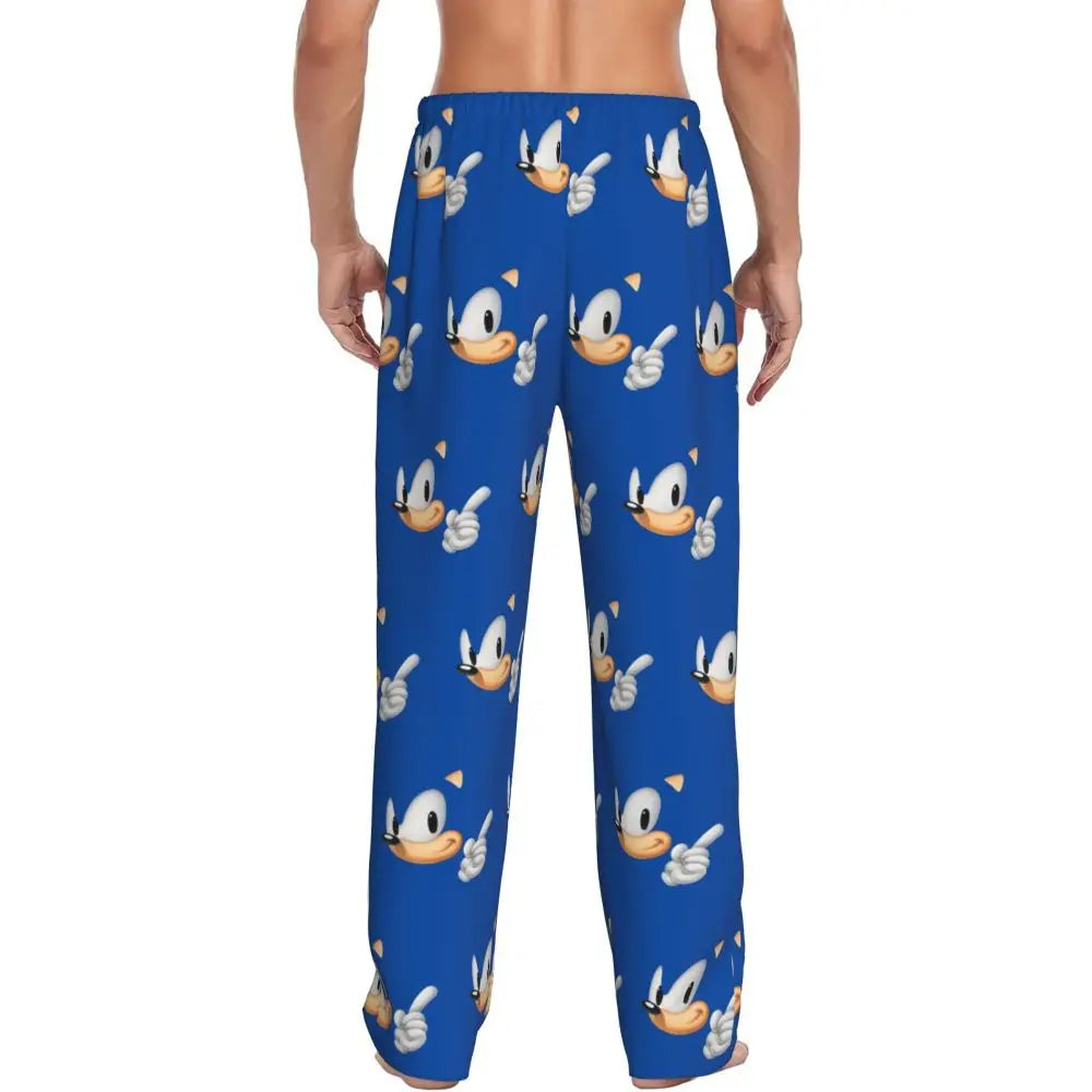Custom Print Men's Soniced Pajama Pants Hedgehog Game Sleepwear Sleep Lounge Bottoms with Pockets