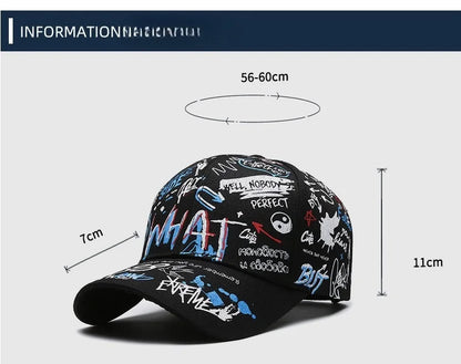 New Fashion Women Men Graffiti Cotton Baseball Cap Unisex Printed Snapback Hat Hip Hop Trendy Outside Cap Hat for Men Women
