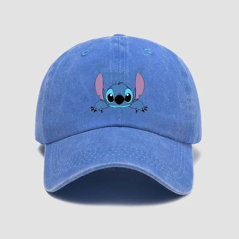 Stitch Casual Hat Kawaii Cartoon Anime Figure Baseball Caps Breathable Snapback Sun Hats Adjustable Peaked Cap Unisex Kids Gifts