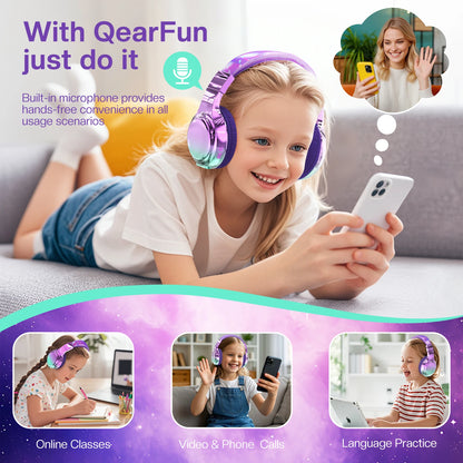 Gradient Kids Bluetooth Headphones Over Ear Girls Wireless Headphones With Mic Foldable Lightweight Headset Forfor School Travel