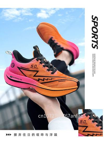 Men's Running Shoes Carbon Board Light Ultra Cushion Breathable Marathon Shock Absorption Support Sneaker Woman Comfy Sport Shoe