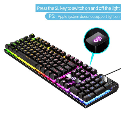 YINDIAO Wired USB Gaming Keyboard with Backlight, 104-Key Ergonomic Gaming Keyboard for PC, Laptop & Desktop, RGB Gamer Keyboard for Office & Gaming