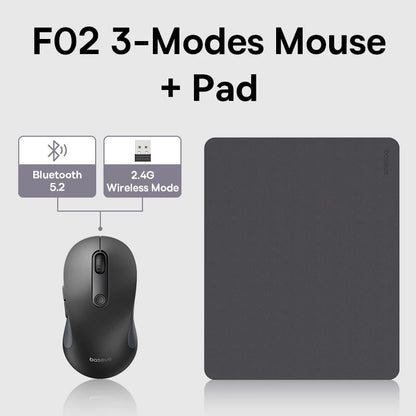Baseus F02 Ergonomic Wireless Mouse with Bluetooth 5.2, 2.4G, 4000 DPI & 7 Silent Buttons
