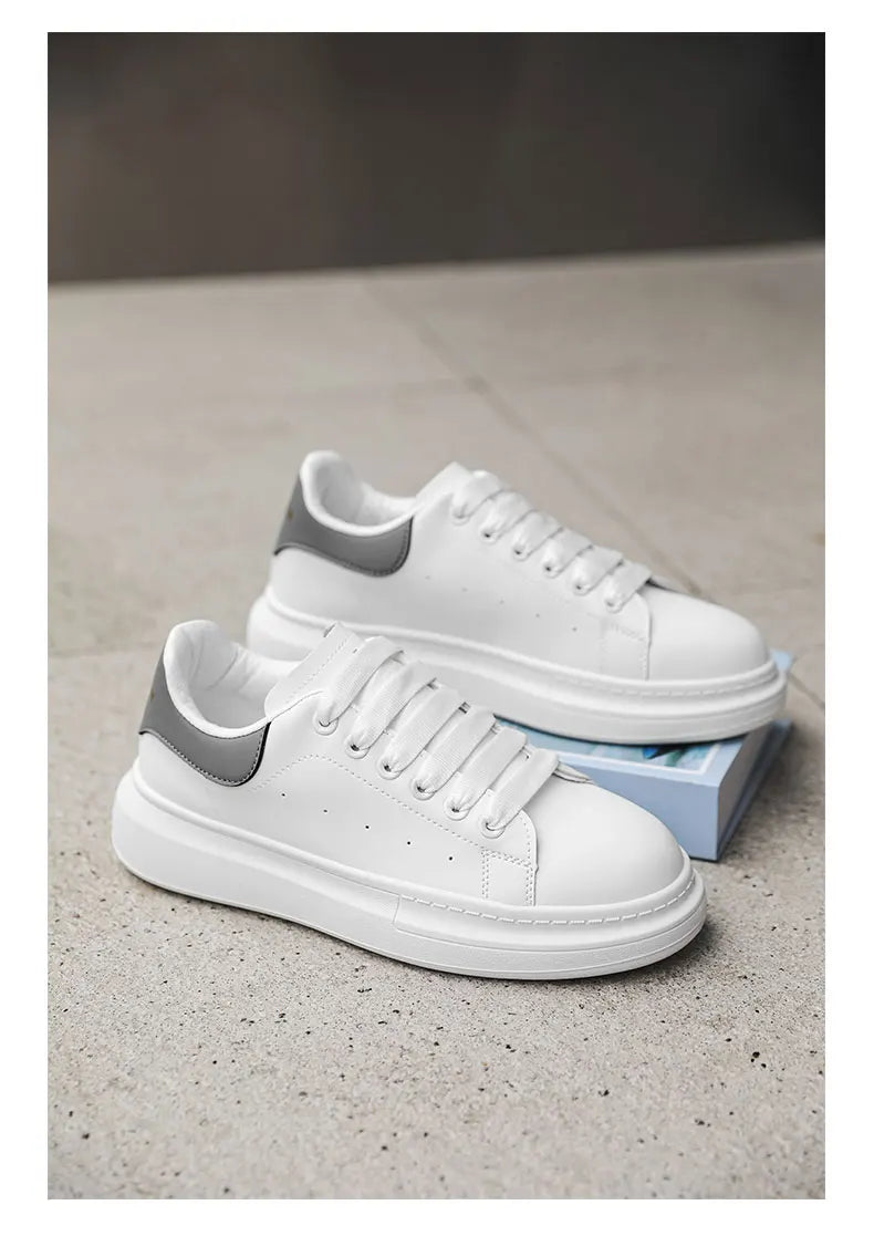 White Minimalist Sneakers For Men Comfy Leather Casual Sneakers Man Platform Skateboard Shoes Outdoor Low-cut Men's Sports Shoes