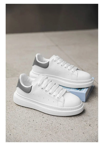 White Minimalist Sneakers For Men Comfy Leather Casual Sneakers Man Platform Skateboard Shoes Outdoor Low-cut Men's Sports Shoes