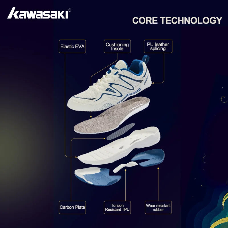 Retro Design Badminton Shoes Kawasaki Original Anti-Torsion Carbon Sheet Professional Sports Table Tennis Shoes C32016