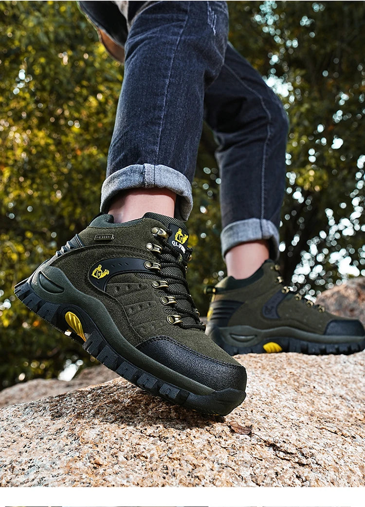 Chaussures de Trekking en plein air automne hiver hommes chaussures de randonnée imperméables bottes de montagne en cuir véritable chaussures tactiques de chasse en forêt