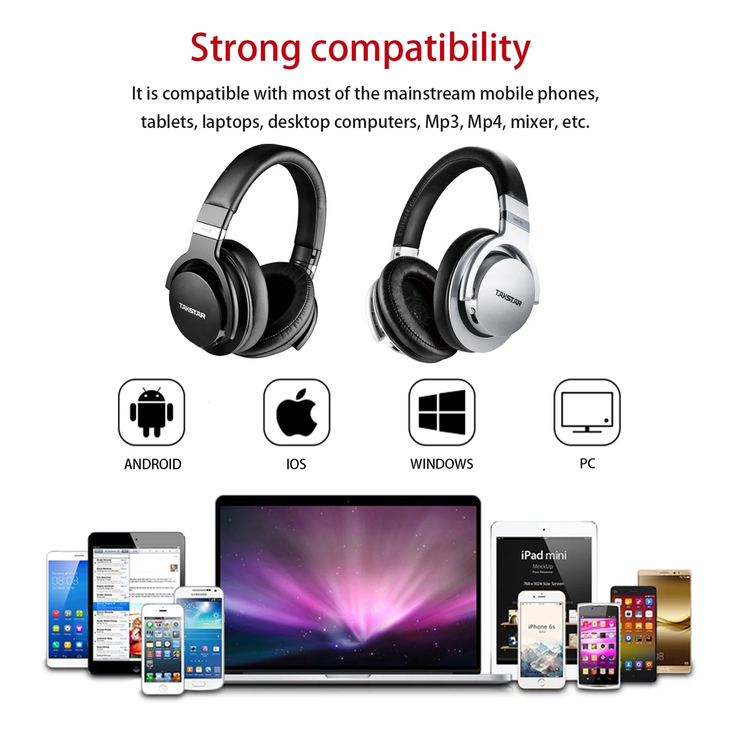 Takstar PRO82 Professional Monitor Headphones – HiFi Stereo Wired Studio Headset for Recording, Gaming & Bass Adjustable Precision Sound