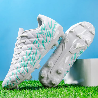 Chaussures de football FG AG pour adultes, tige légère en PU synthétique, crampons antidérapants pour terrain en herbe naturelle et artificielle en plein air