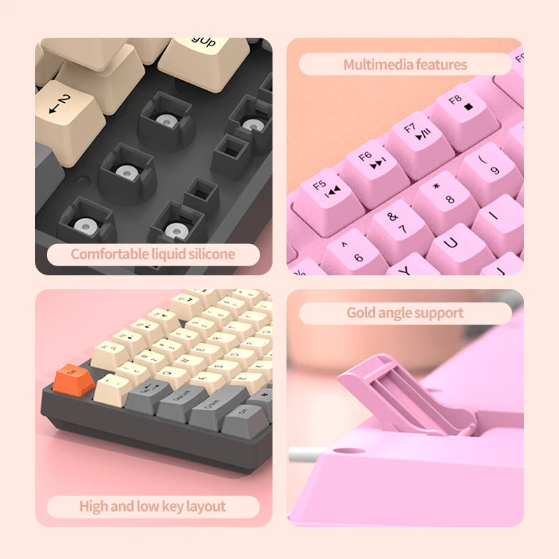 104Keys Wired Gaming Keyboard Ergonomics Splash Water Colorful ABS Wear-resistant Keycaps Keyboards with Technology Light Key