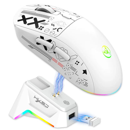 RGB Wireless Gaming Mouse with Charging Dock, 3-Mode Bluetooth & 2.4G Rechargeable Silent Gaming Mouse for PC, Laptop & Mac
