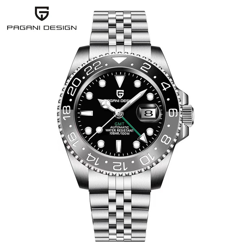 PAGANI DESIGN 40MM GMT Watches for Men Luxury Sapphire AR Mechanical Watch Ceramic Bezel Automatic 100M Waterproof Gift watch