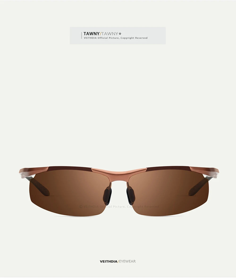 VEITHDIA Men's Sunglasse Outdoor Polarized UV400 Lens Rectangle Rimless Driving Fishing Sun Glasses Sports Eyewear For Male 6535