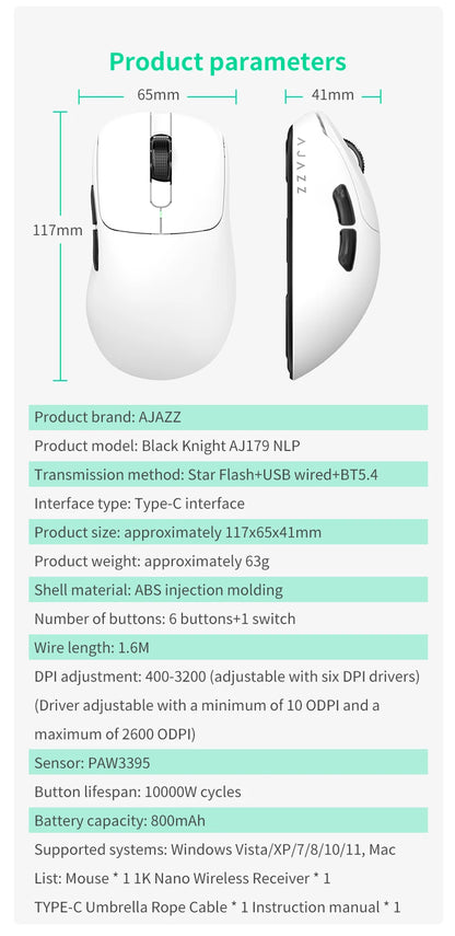 AJAZZ AJ179 NL trådlös mus Star Flash-version 3 lägen låg latens lång batteritid lätt anpassad kontors- och gamingmus