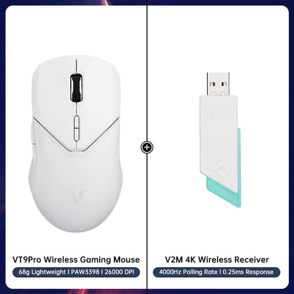 Rapoo VT9PRO Wireless Gaming Mouse PAW3398 26000 DPI Lightweight Programmable Ergonomic Gaming Mouse with Type-C Rechargeable Dual Mode