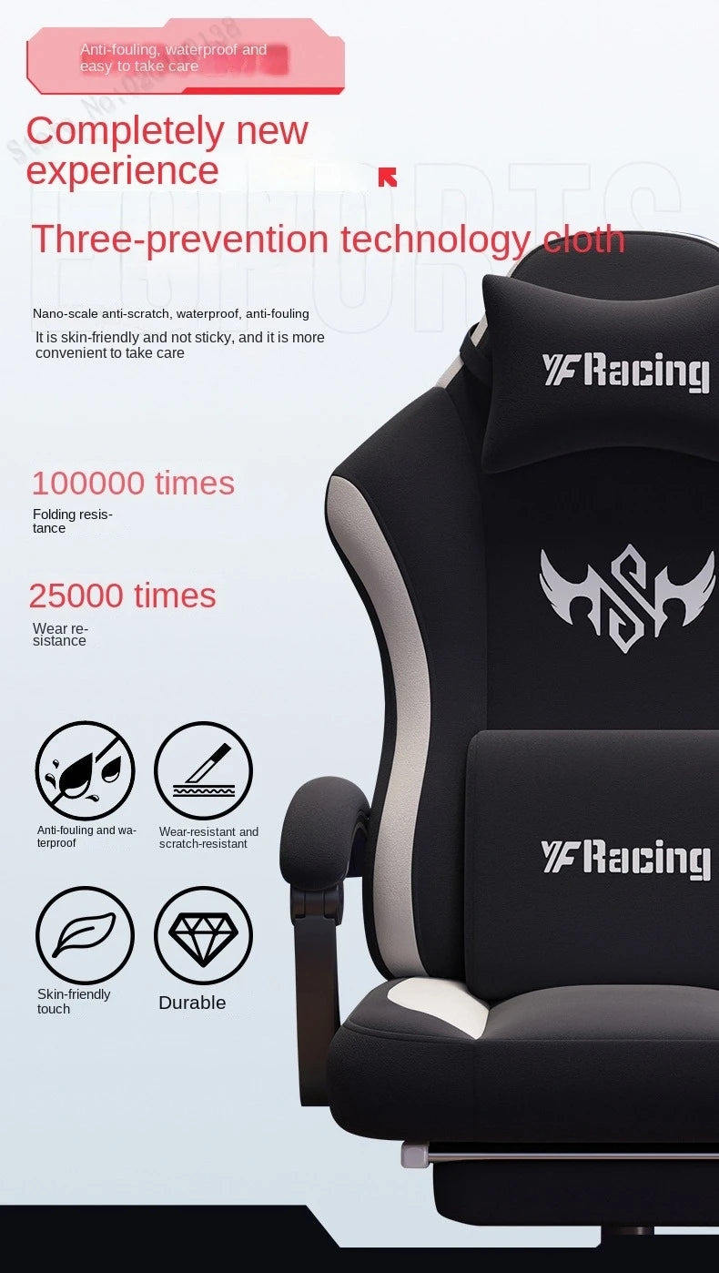 Ergonomic Gaming Chair with Latex Seat Cushion, Adjustable Backrest, Computer Office Chair, Racing Style Gamer Chair with Armrests