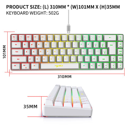 60% Percent Gaming Keyboard, Ergonomic Small Mini membrane Keyboard Compact RGB Backlit Keyboard for Windows, PC, Laptop, Gaming