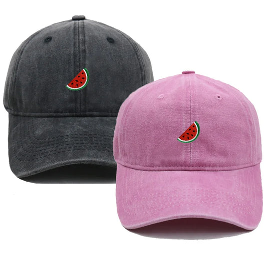 Printed Watermelon Baseball Cap Men's Washed Soft Top Retro Dad Hats Women's Casual Versatile Fashion Trend Duck Tongue Caps