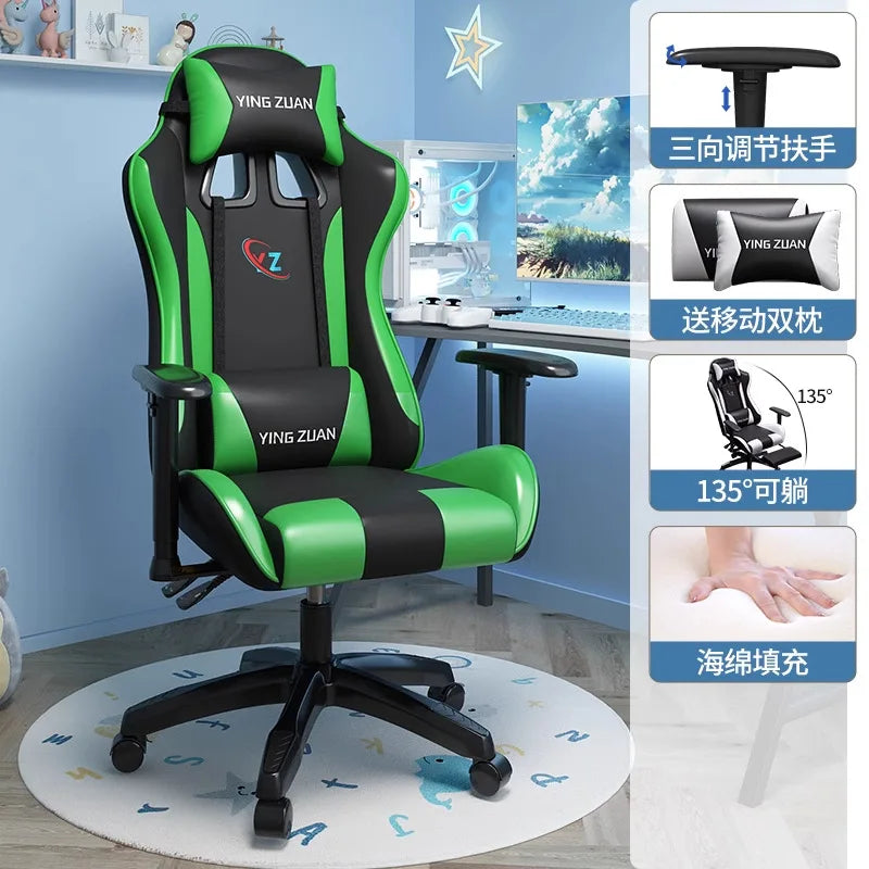 Ergonomic Gaming Chair Comfortable Reclining Computer Chair with Adjustable Height, Footrest, Armrests, Racing Style Office Chair for Home & Office