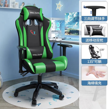 Ergonomic Gaming Chair Comfortable Reclining Computer Chair with Adjustable Height, Footrest, Armrests, Racing Style Office Chair for Home & Office