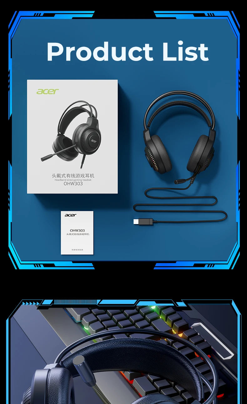 Auriculares gaming RGB con cable y micrófono – Sonido envolvente de baja latencia, iluminación RGB cool, aislamiento de ruido y ajuste cómodo