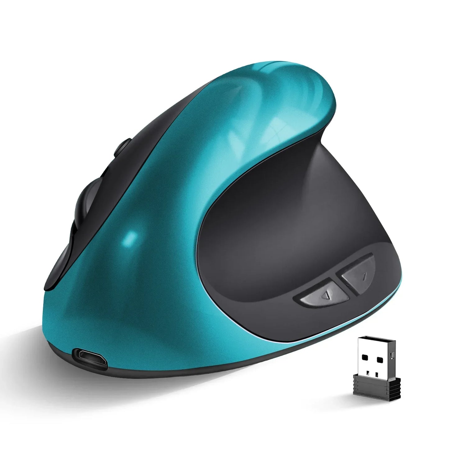 BTS-908 Ergonomic Wireless Vertical Mouse 2.4G USB Rechargeable Mouse with 1600 DPI Adjustable Sensitivity, 6 Buttons Computer Mouse