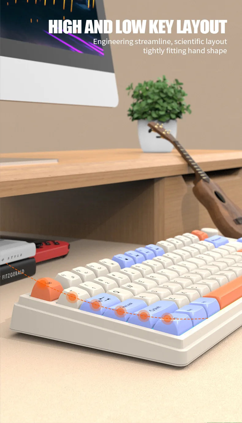 K81 Gaming Keyboard 81-Key 80% Wired RGB Gaming Keyboard with Volume Knob, Ergonomic USB Gaming Keyboard for PC, Laptop, Mac & Multi-Language Layouts