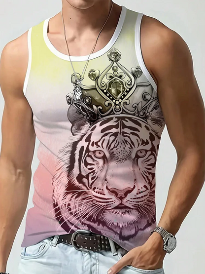Street Fashion Personality Wolf Print Men's Tank Top Summer Daily Casual Men's Cool Tank Top Outdoor Sports Men's Tank Top