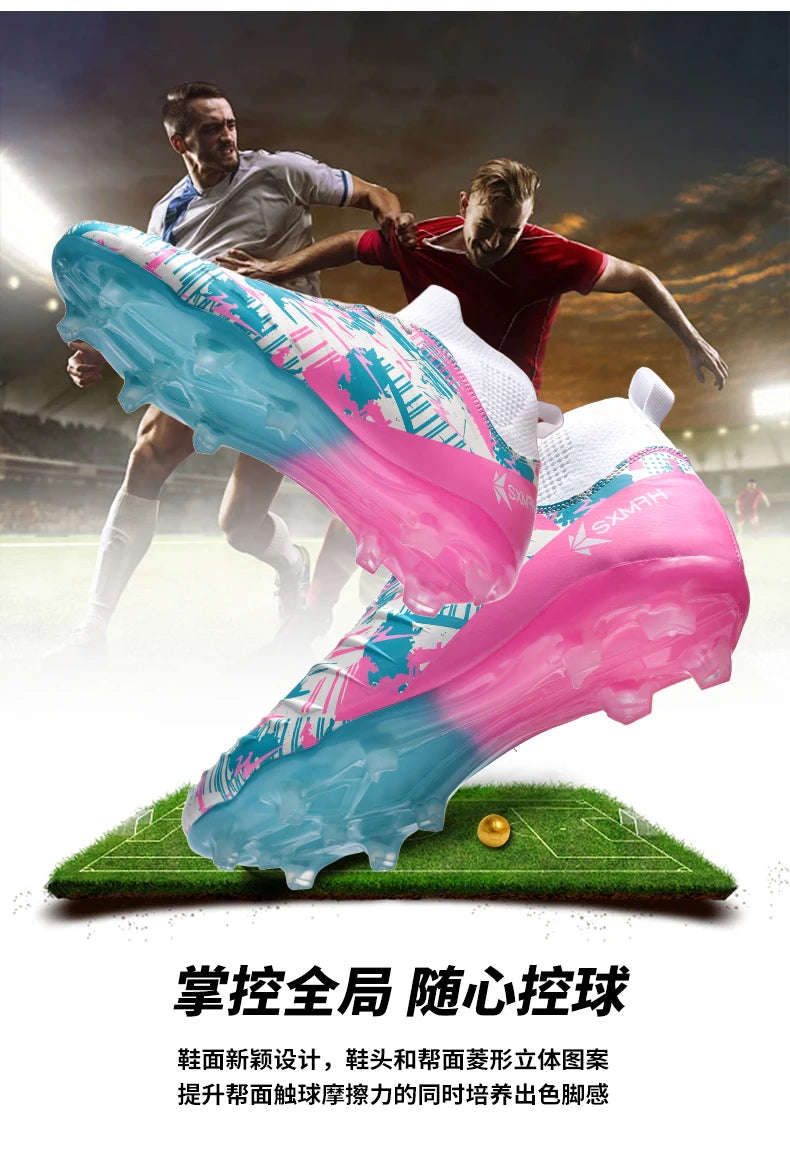 Genuine Double Star Men's High-Top AG Long Stud Football Boots, Professional Match & Training Shoes for Teenagers and Adults