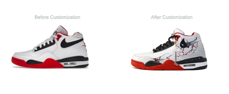 Προσαρμοσμένα αθλητικά παπούτσια Nike Flight Legacy Plum Blossom σε χρώμα Snow, κινέζικου στιλ, ρετρό, μεσαίου ύψους, για μπάσκετ, με μενταγιόν, για άνδρες