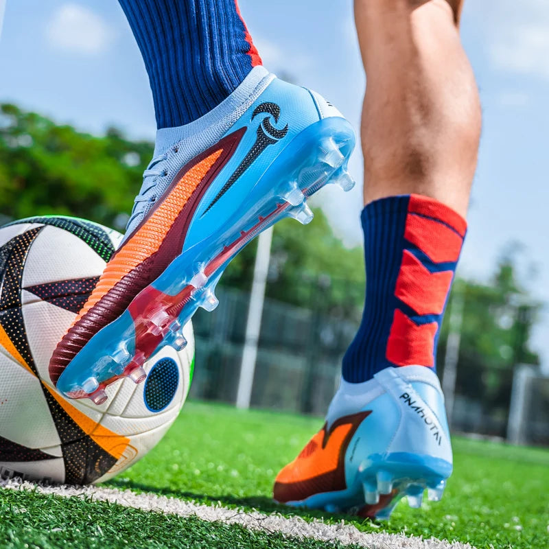 Męskie buty piłkarskie do sportu na świeżym powietrzu dla chłopców, z długimi kolcami, antypoślizgowe, oddychające, do meczów i treningów, buty piłkarskie dla dorosłych, wygodne