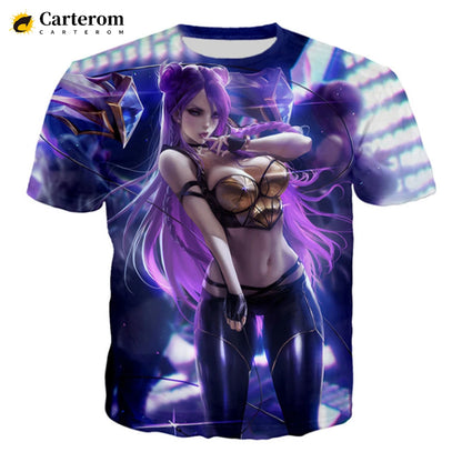 Sexy Akali 3D Print T-shirt League Of Legends T Shirt Men Women Fashion Casual Harajuku Style Tshirt Streetwear Cool Tops