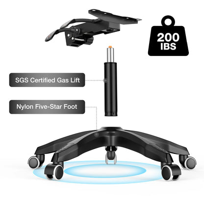 Ergonomic Gaming Chair with Massage, Footrest & Lumbar Support, Reclining Computer Gaming Chair with Adjustable Armrest and Headrest