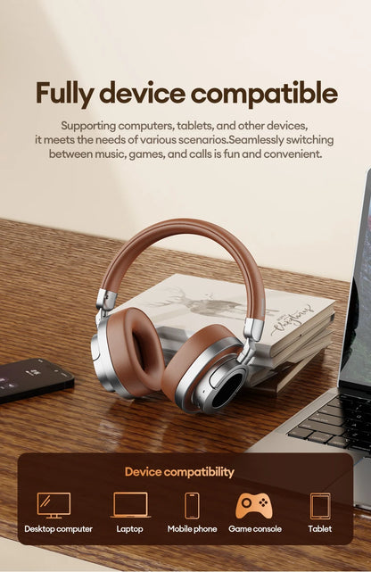 Lenovo LE602 Auriculares circumaurales Bluetooth 6.0 – Auriculares gaming HiFi estéreo ANC inalámbricos y con cable con micrófono ENC HD