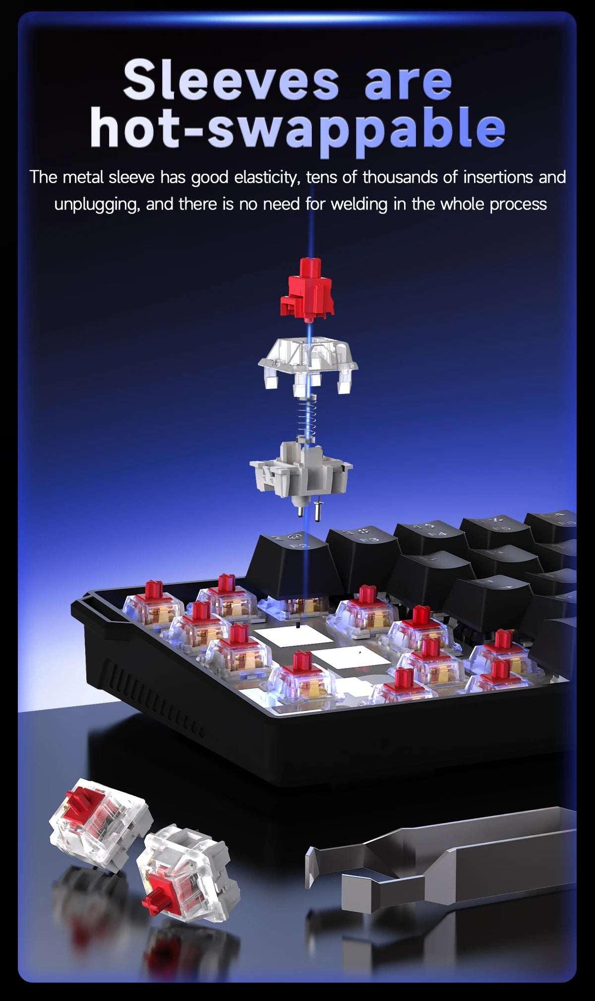AJAZZ NK61 kabelgebundene mechanische Gaming-Tastatur 60% RGB Hot-Swappable 61 Tasten Red Switch Mini-Tastatur für Gamer-PC