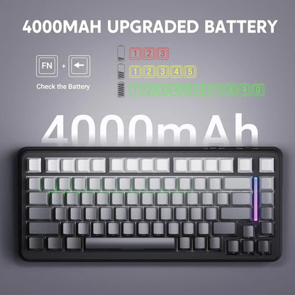 ATTACK SHARK M86 Wireless Mechanical Gaming Keyboard, 75% Gasket Hot Swappable RGB Mechanical Keyboard with Side-Printed PBT Keycaps, Tri-Mode Custom Gaming Keyboard