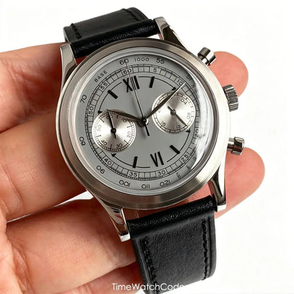 38mm Tandorio Retro Men's Watch Sport Watches Miyota OS20 Movement Chronograph Quartz Clock Black Dial Bubble Arched Glass