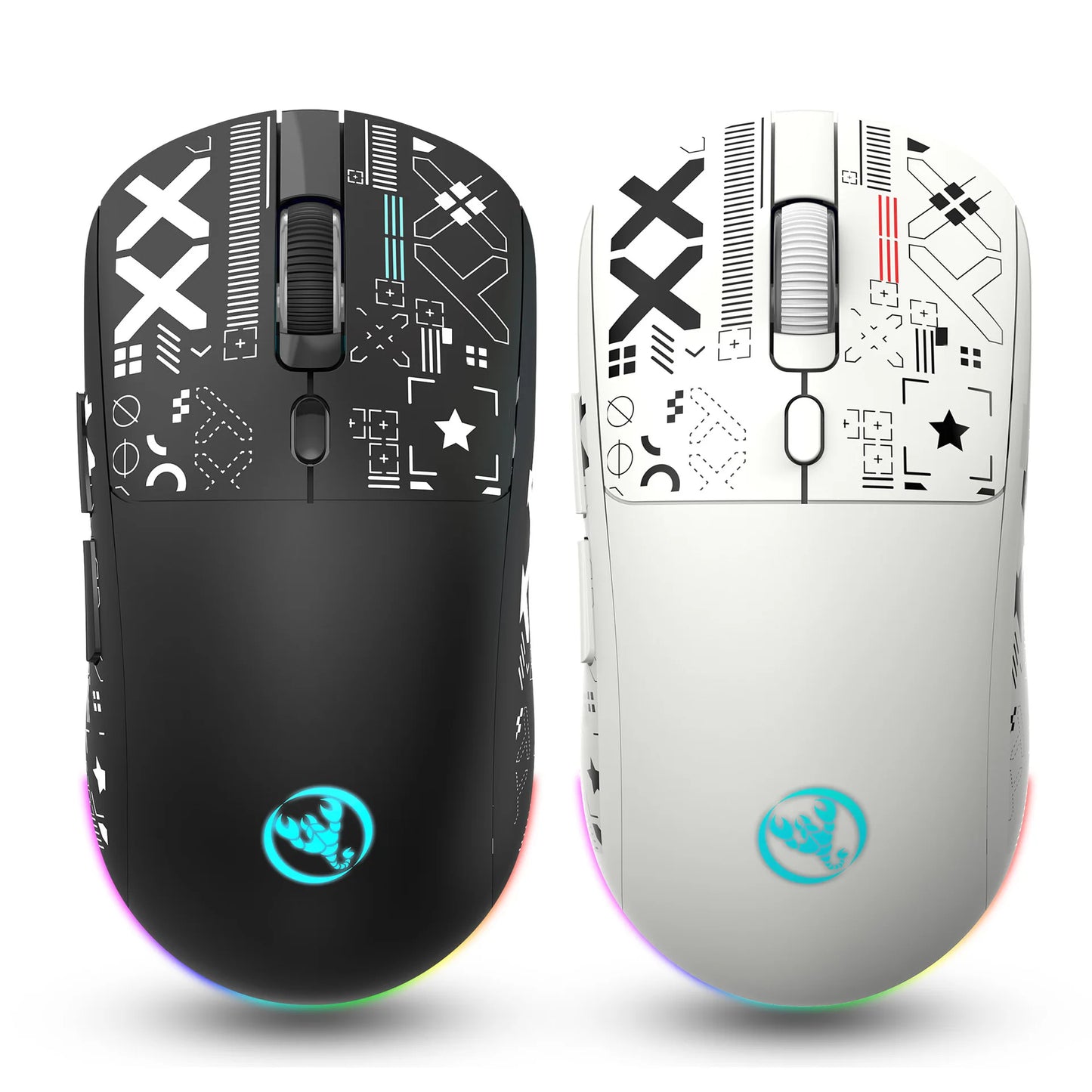 HXSJ T90 Bluetooth Gaming Mouse, 3 Modes Wireless Rechargeable RGB Gaming Mouse, Bluetooth 5.3 & 2.4G USB Gaming Mouse for PC, Laptop, Mac, iPad & Tablet