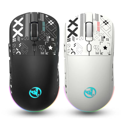 HXSJ T90 Bluetooth Gaming Mouse, 3 Modes Wireless Rechargeable RGB Gaming Mouse, Bluetooth 5.3 & 2.4G USB Gaming Mouse for PC, Laptop, Mac, iPad & Tablet