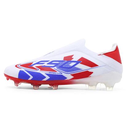 Chaussures de football sans lacets F50 de haute qualité pour hommes, crampons de football FG pour garçons, chaussures de football antidérapantes pour l'entraînement sur gazon, tailles 35-45