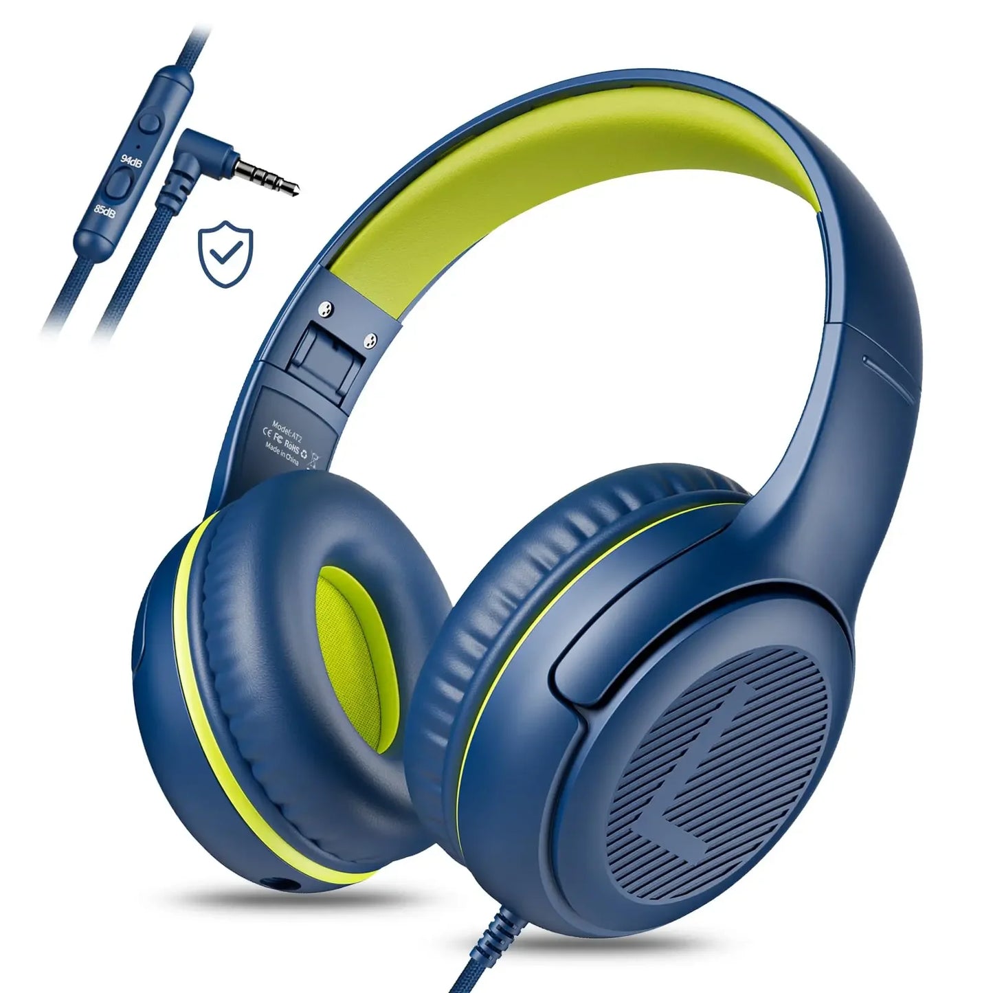 Awatrue Kids Headphones with Microphone, Safe Volume Limited Wired Kids Headphones for School, Toddler & Children, Comfortable Stereo Headset for Learning, Travel & Gaming